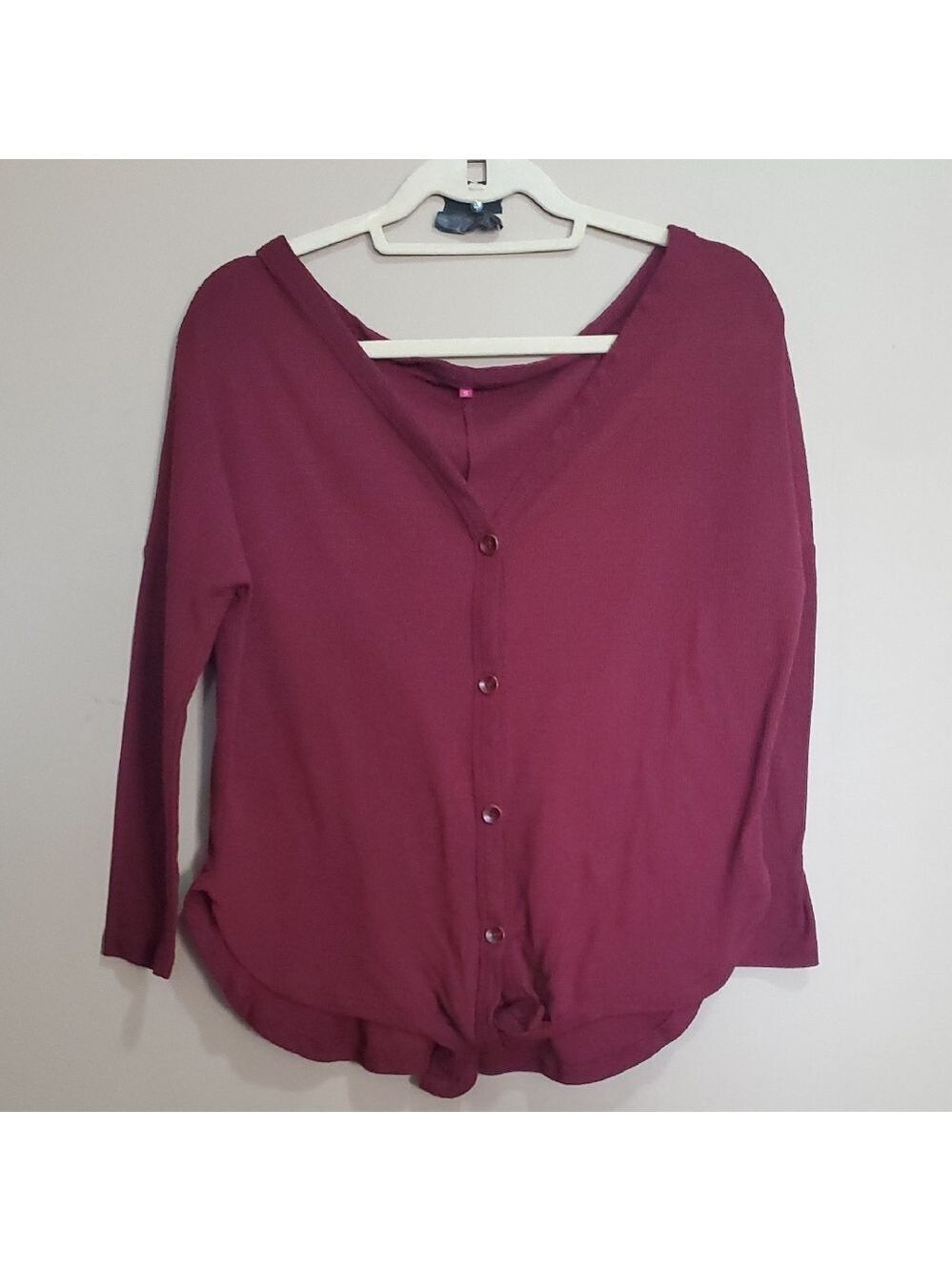 Women's Burgundy Button-Up Top Size Small